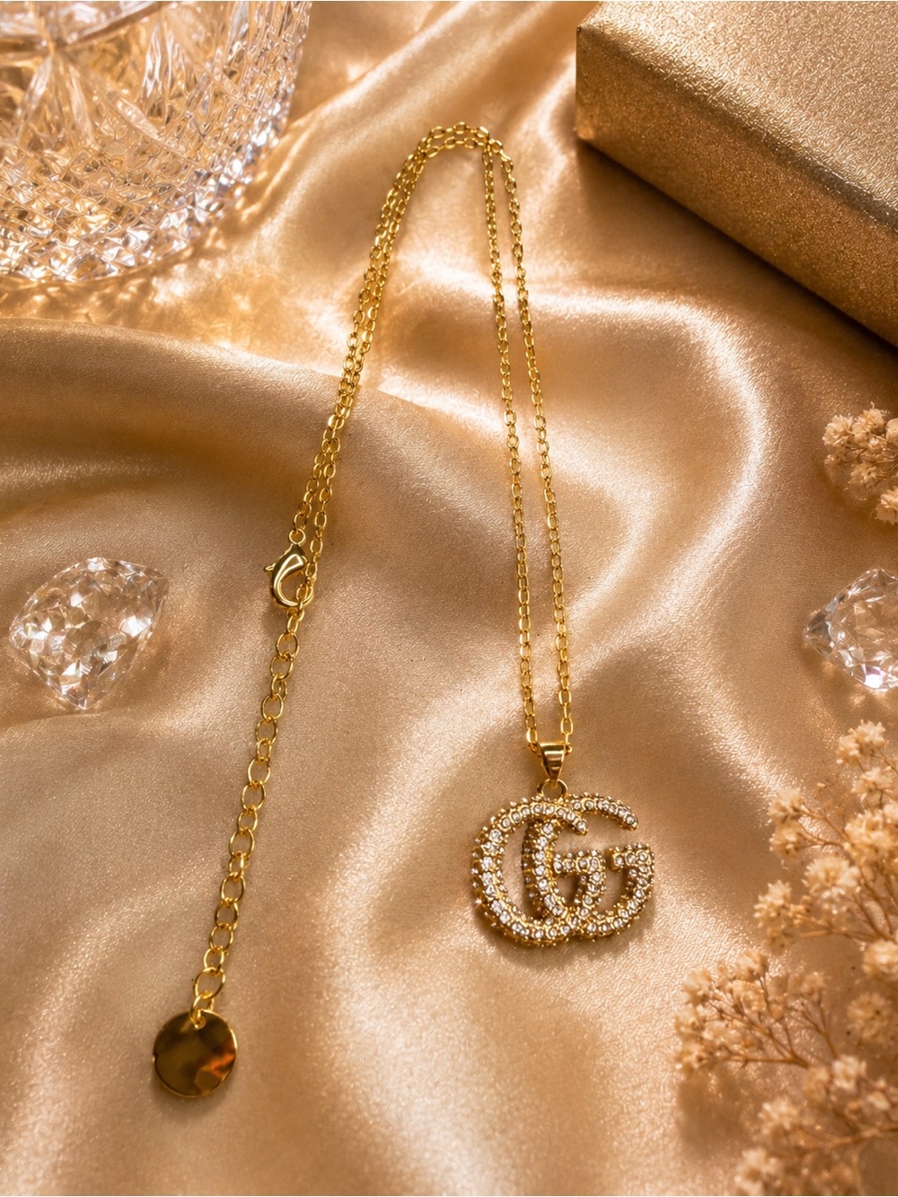 Interlocking Gs Crystal Pendant Necklace – Gold Tone | Sparkling Statement Piece
